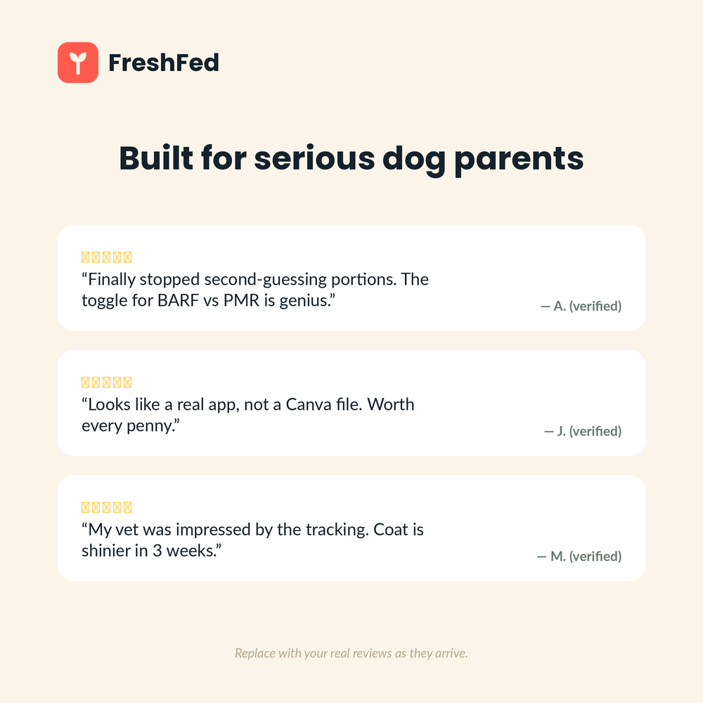 The Fresh Feeding Operating System — Raw & Fresh Dog Feeding Calculator + Trackers